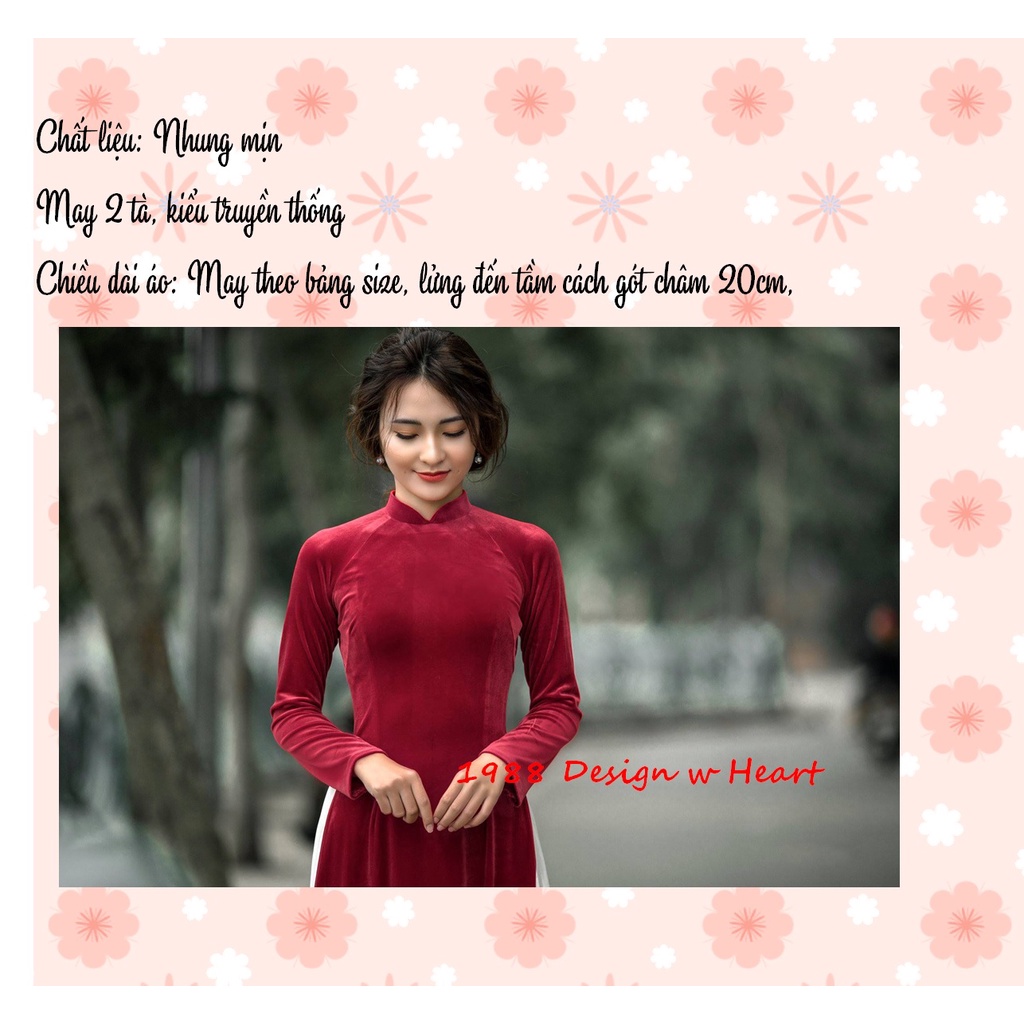 💘Áo dài nhung đẹp💘áo dài nhung đỏ đô💘traditional aodai💘beautiful in red