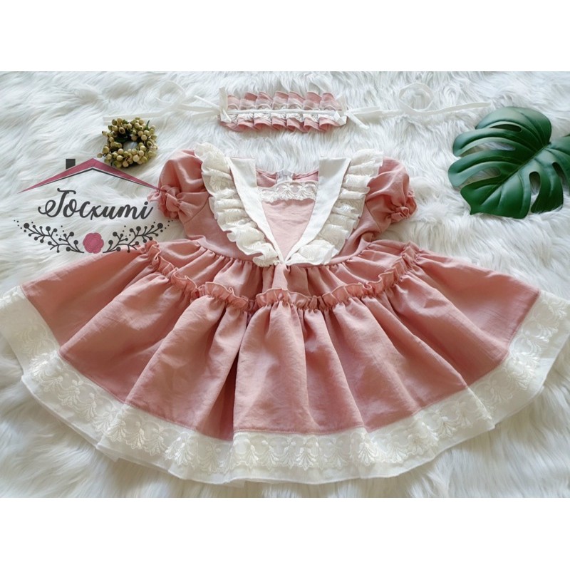 [TẶNG BĂNG ĐÔ] VÁY BÚP BÊ HỒNG PASTEL VIỀN REN TRẮNG DỊU NGỌT CỰC XOÈ [THIẾT KẾ]