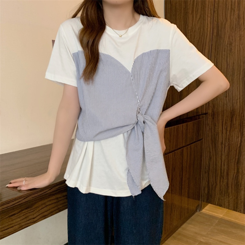 SUXI Áo Sơ Mi Tay Ngắn Dáng Rộng Thiết Kế Thắt Nơ Thời Trang Mùa Hè Mới Cho Nữ