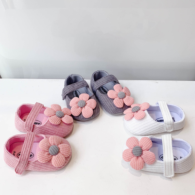 Giày búp bê đính nơ hoa dễ thương cho bé gái 0-1 tuổi