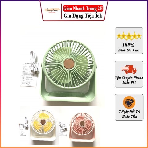 Quạt Tích Điện Mini Kèm Đèn Có Thể Sạc Lại YASE YS2005 / 3 Tốc độ thay đổi / Đèn LED