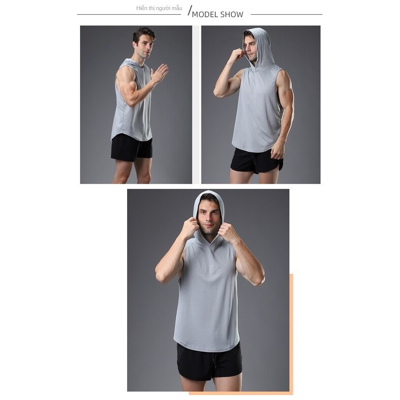 [ GYMEN ] Áo Phông Hoodie Áo Thun Ba Lỗ Phong Cách âu Mỹ Thể Thao Nam Có Nón Vải Thoáng Nhanh Khô Cao Cấp Big Size Co Giãn Trơn Nhiều Màu Chuẩn Form Chạy Bộ Chuyên Thể Dục Bóng Rổ Jogger