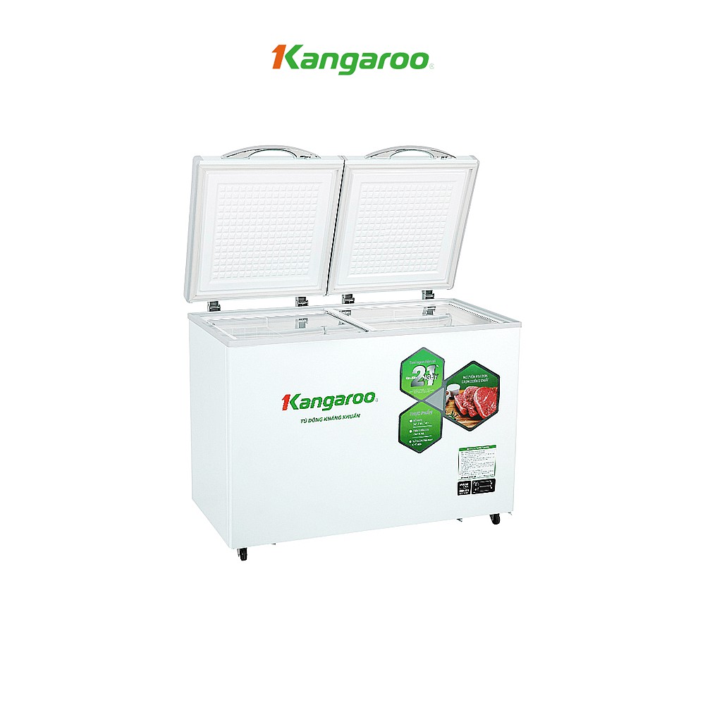 Tủ đông mềm kháng khuẩn Kangaroo 2 ngăn, 2 cánh có kính KG400DM2