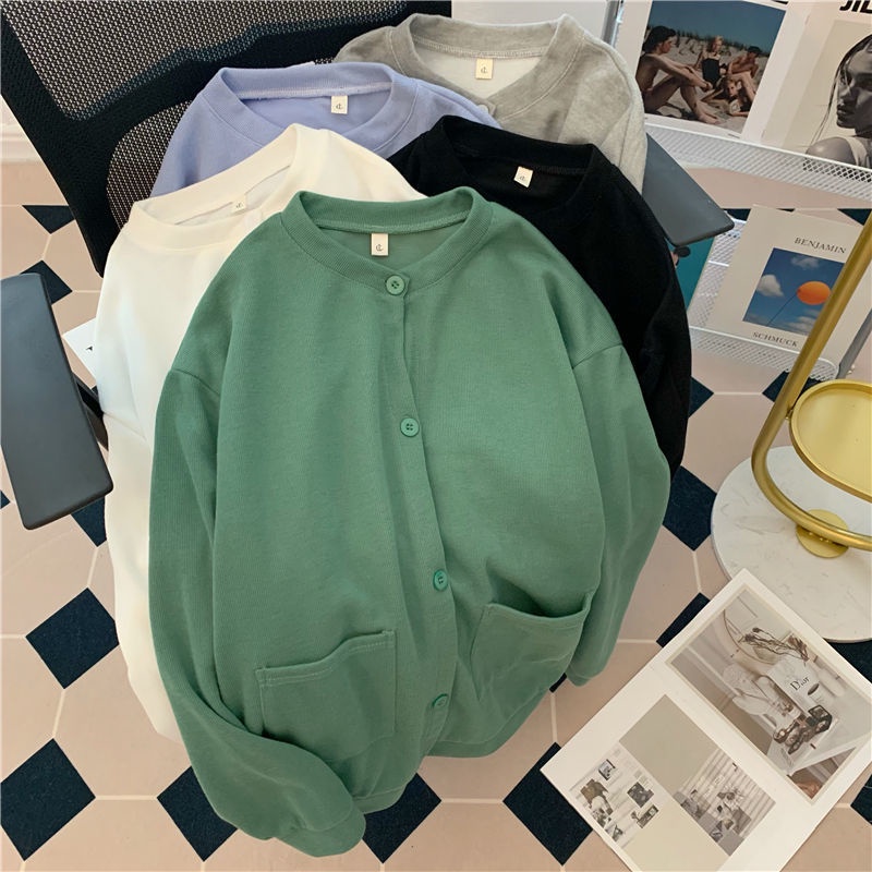 Áo Khoác cardigan Màu Trơn Phong Cách Hàn Quốc Thời Trang Mùa Thu Mới