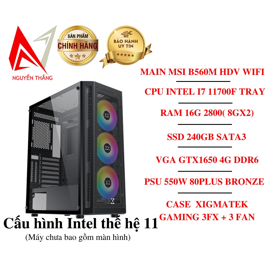 Thùng PC NTC VIP GAMING I7 THẾ HỆ 10 ( I7 11700F - RAM 16G - GTX1650 4GB)