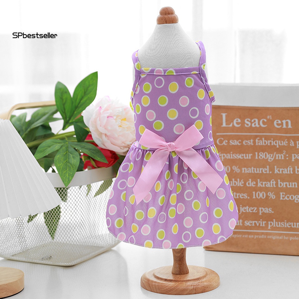 Đầm Cổ Vuông Họa Tiết Chấm Bi Phối Nơ Xinh Xắn Dành Cho Thú Cưng