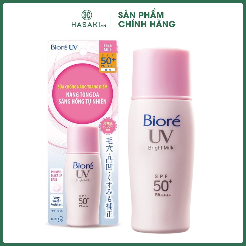 Sữa Chống Nắng Bioré Dưỡng Da Sáng Hồng UV Bright Face Milk SPF50+ PA+++ 30ml