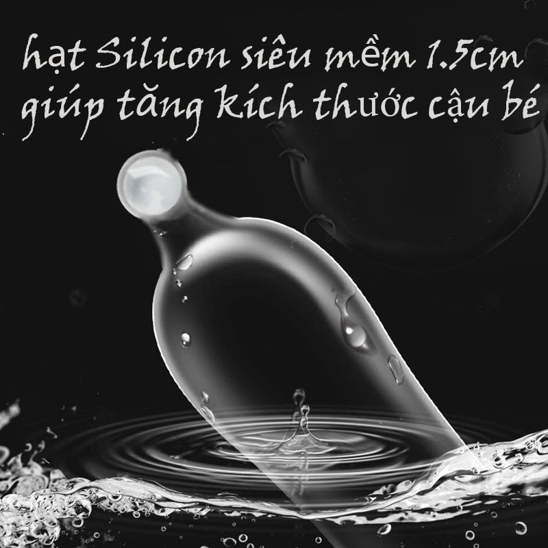 Bao cao su OLO Trắng có hạt SILICON SIÊU MỀM 1.5cm giúp tăng kích cỡ CẬU NHỎ hộp 5 bao+ 5 hạt Silicon