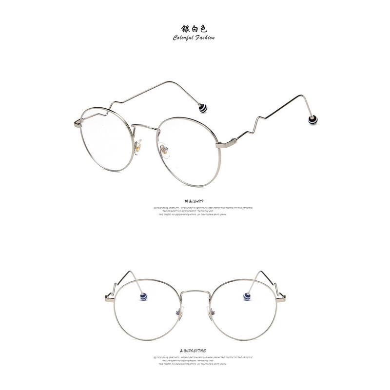 (KIQI-FASHION) COD Mắt Kính Chống Bức Xạ Gọng Tròn Bằng Kim Loại Thời Trang Mới Cho Nam Nữ