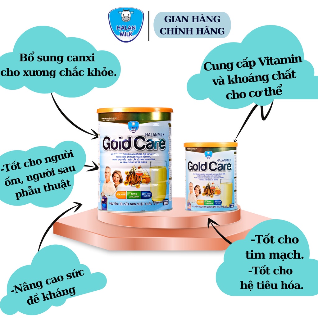 Sữa bột Halanmilk Gold Care 400g900g đông trùng hạ thảo, phục hồi sức khỏe,Halanmilk