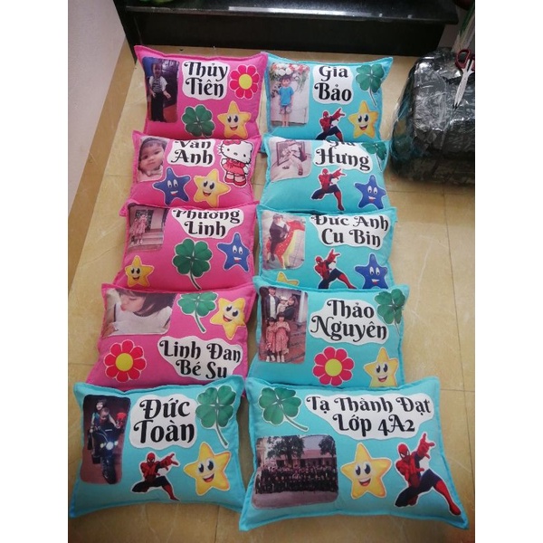 Gối in ảnh theo yêu cầu tên riêng của bé