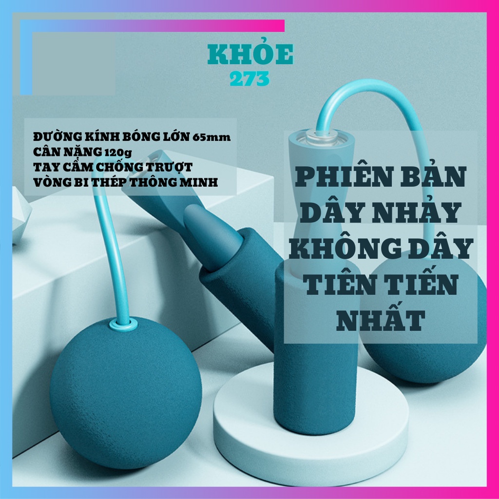Dây nhảy không dây giảm cân SHOP THỂ THAO KHỎE thiết kế nâng cấp bóng lớn 65mm