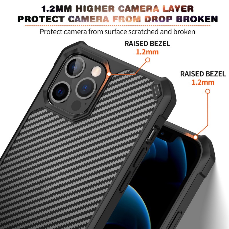 Ốp Điện Thoại Cứng Trong Suốt Chống Sốc Họa Tiết Sợi Carbon Cho iPhone 13 12 11 Pro Max X XS XR 8 7 Plus + SE 2020