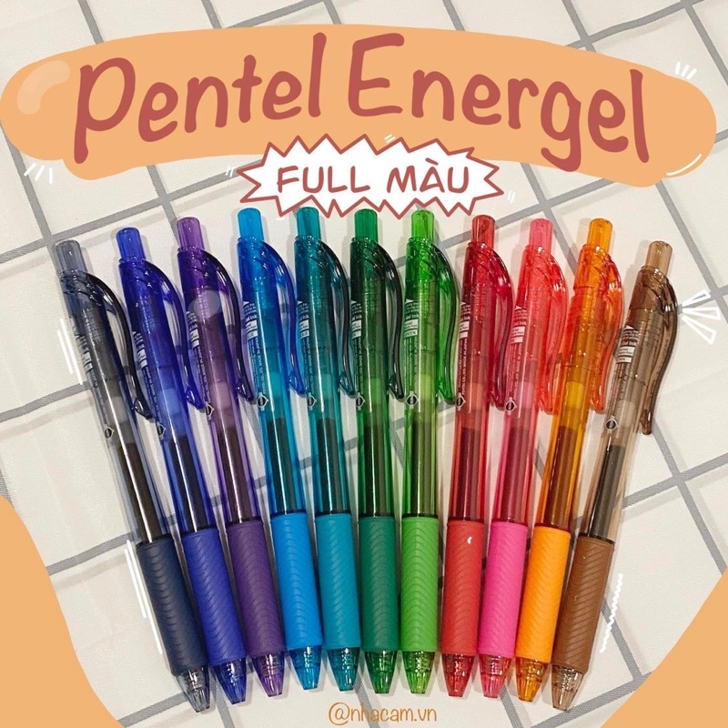 Bút Gel Pentel Energel Dạng Bấm Ngòi 0,5mm Nhà Cam