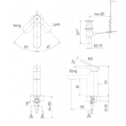 Vòi Lavabo Inax Nóng Lạnh LFV-6002S, bảo hành chính hãng 02 năm