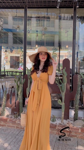 [FREESHIP] Đầm Maxi Trắng Vàng Váy Maxi Đi Biển | BigBuy360 - bigbuy360.vn