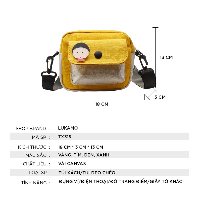 Túi tote vải bố trơn đi học đeo chéo giá rẻ LUKAMO TX315