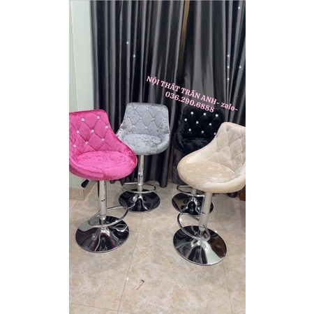 Ghế quầy Bar makup - mặt NỈ NHUNG ĐÍNH ĐÁ nhân tạo
