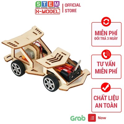 Ô tô gỗ lắp ráp thông minh cho bé ST3 động cơ truyền động bánh xe trong bộ đồ chơi giao dục STEAM