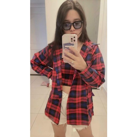 Set Sơ mi caro kèm áo ống lót