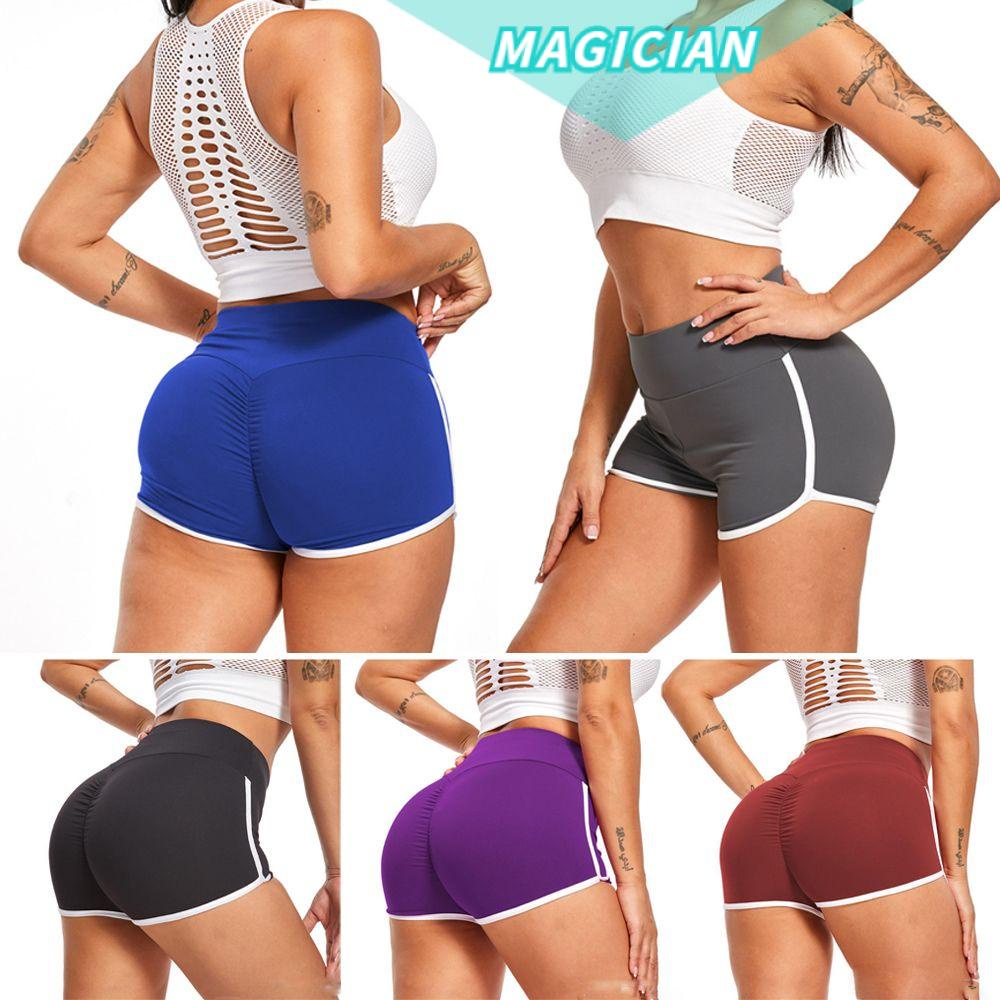 MAGIC Woman Girl Yoga Pants Sportswear Slim Fit Sports Shorts Hip Lift Beach Shorts Solid Color Fitness High Waist/Multicolor
