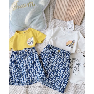 Set vịt cv jean in tràn bé gái