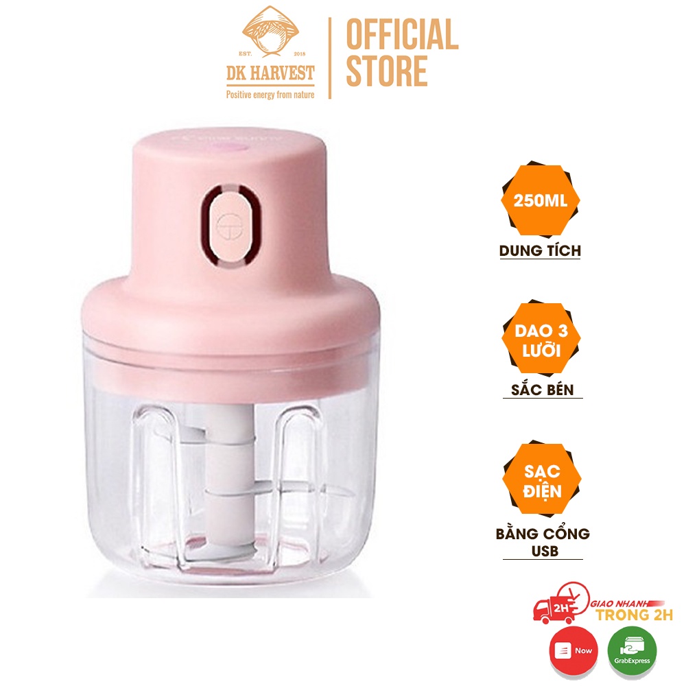 Máy Xay Tỏi Ớt Cầm Tay Mini Siêu Tiện Lợi DK Harvest Dung tích 250ml - Có cổng sạc USB