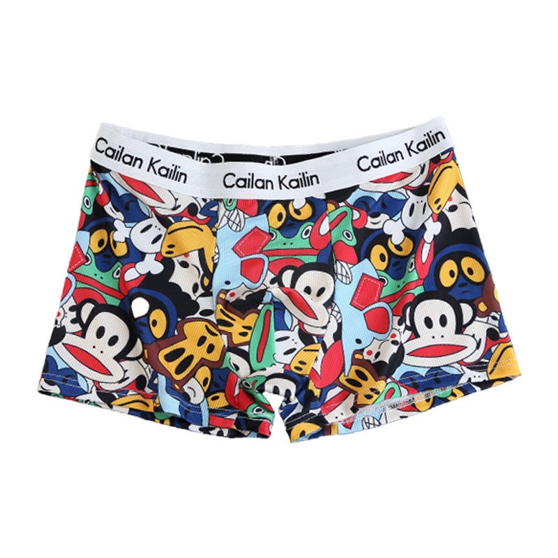 Quần lót boxer dáng rộng vải cotton in hoạt hình vui nhộn thời trang cao cấp cho nam
