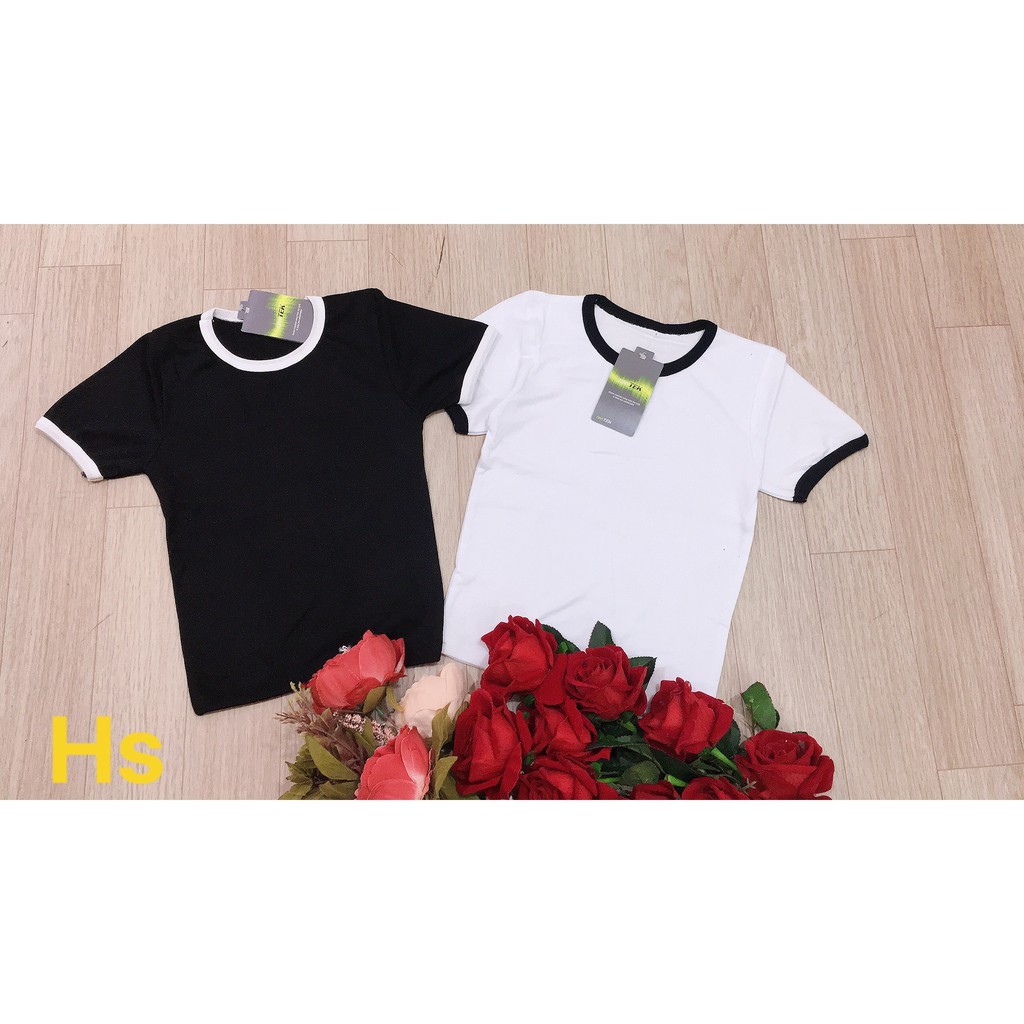 Áo Croptop Ôm Trắng Đen Viền Cổ-HươngSu (C024) | BigBuy360 - bigbuy360.vn