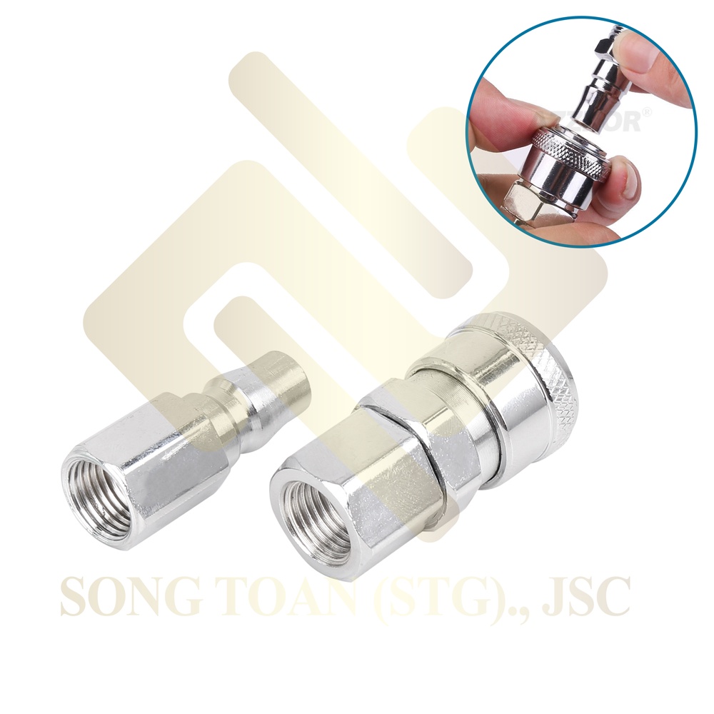 Khớp Nối Ổ Bi SF PF Cắm Trong Ống 8 10 12 Mm Nối Nhanh Trục Ổ Bi Lắp Dây Hơi - Khí Nén Quick Air Adaptor - Thép Mạ Crom