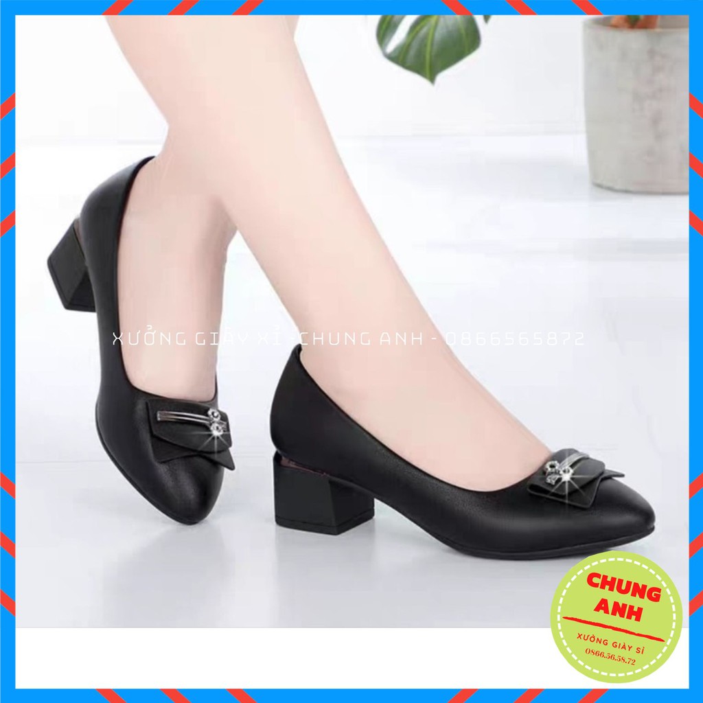 Giày búp bê ❤FREESHIP❤ giày công sở nữ - giày trung niên nữ đế vuông 4cm chất da lỳ cao cấp - BB24 | BigBuy360 - bigbuy360.vn