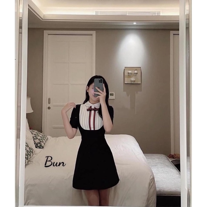 Váy Phối Cổ Yếm Li Nơ