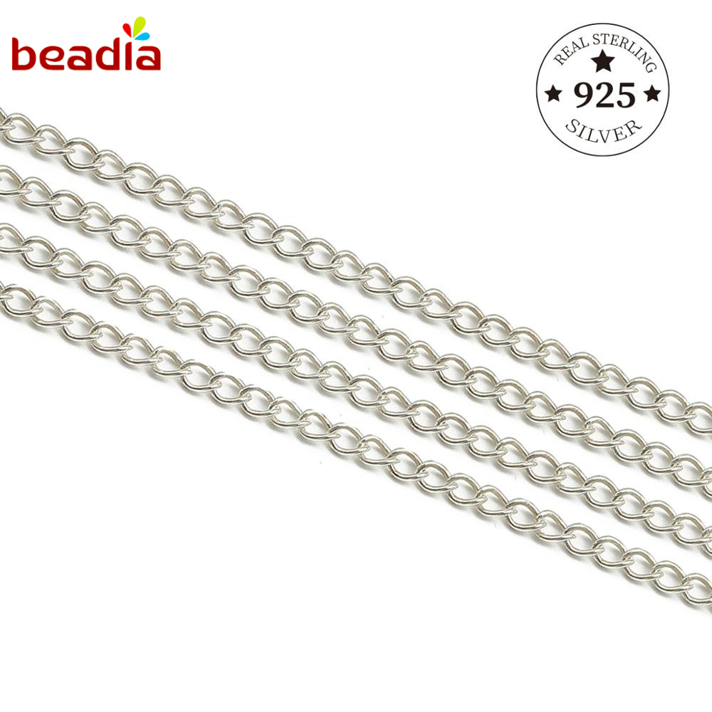 Dây xích BEADIA chất liệu bạc 925 dùng nối dài/ làm trang sức diy