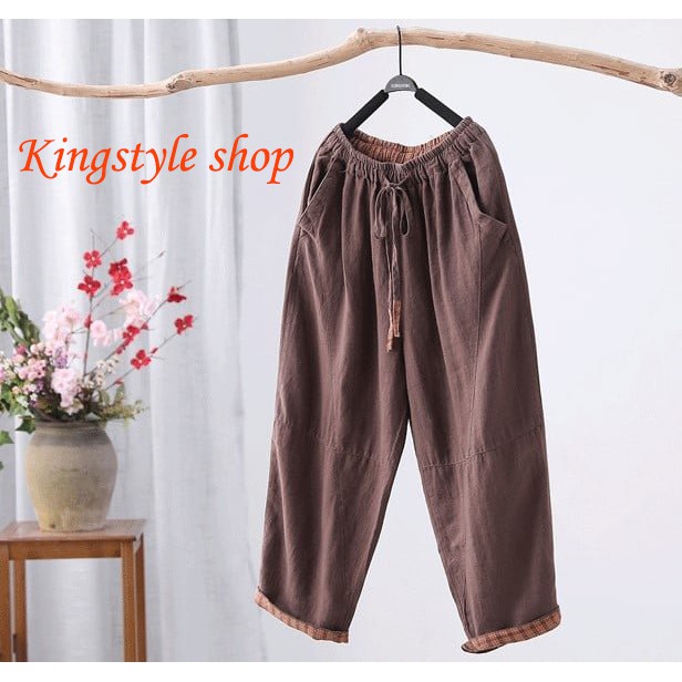 Quần Baggy Đũi Xước Nữ Lưng Thun Thời Trang Ống Rộng Giá Tốt Nhất Kingstyle shop