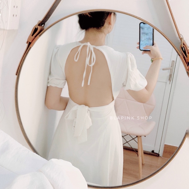 Váy babydoll BlaPink Ngắn Xòe Chất Đũi Cut Out Hở Lưng -ANDY DRESS T206