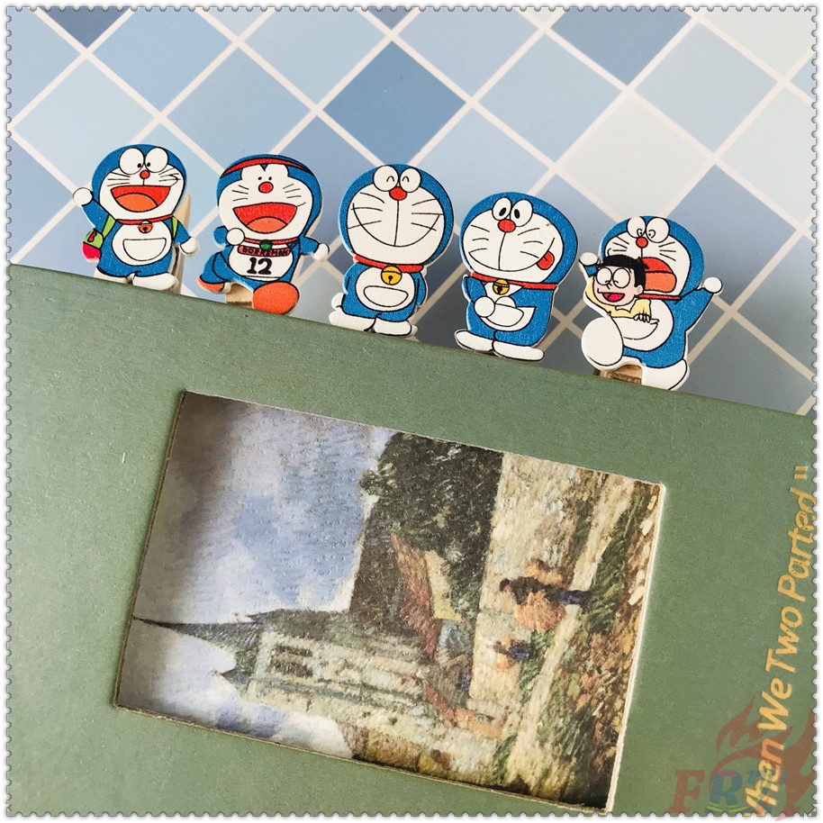 Set 10 Kẹp Gỗ Hình Doraemon 3.5x0.7cm