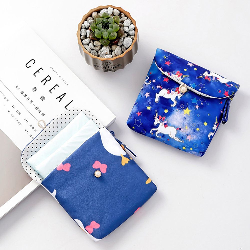 Túi đựng băng vệ sinh tampon khăn ăn sức chứa lớn họa tiết hoạt hình nhỏ gọn