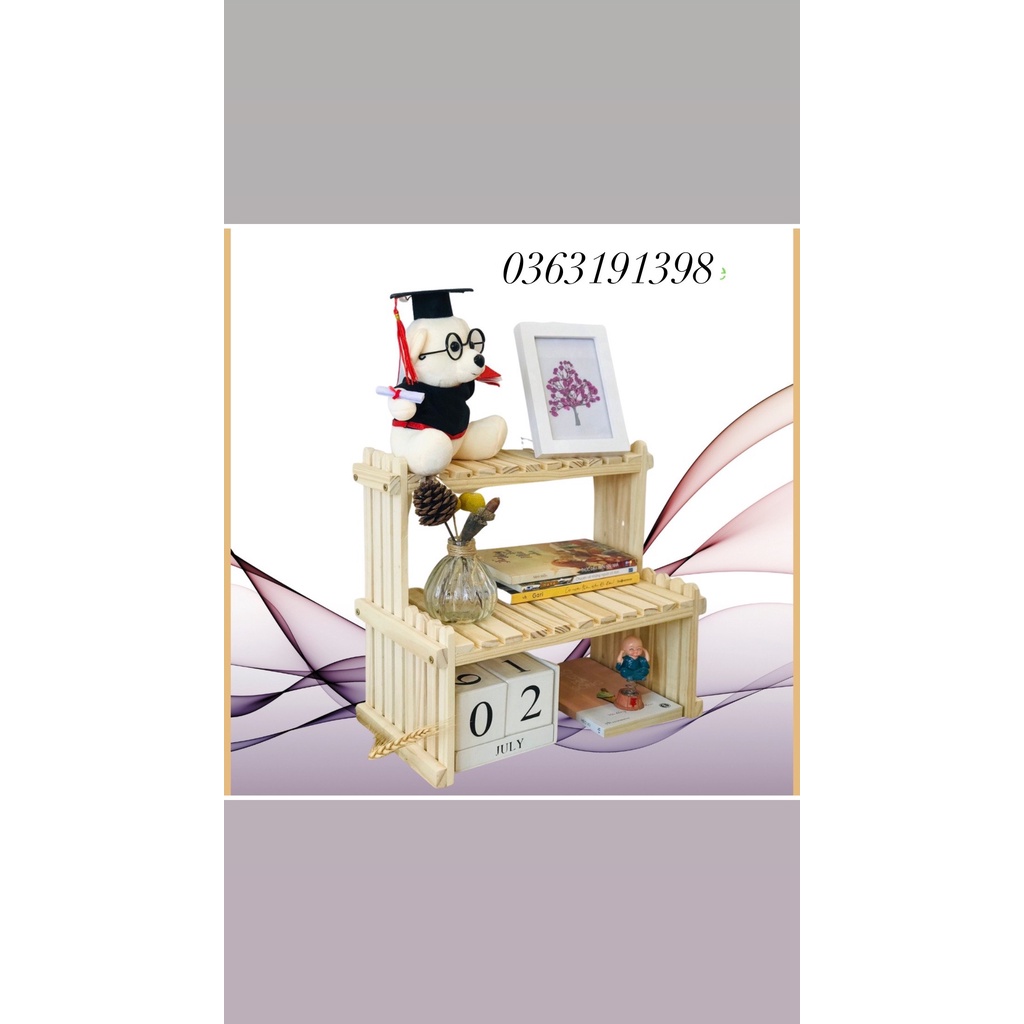 Kệ gỗ 2 tầng đa năng, kệ bàn trang điểm từ gỗ thông tự nhiên nhập khẩu từ mỹ an toàn cho sức khỏe