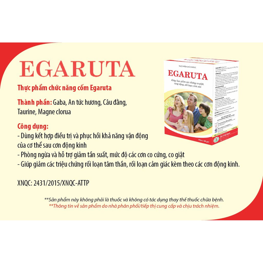 Cốm EGARUTA - Hỗ trợ điều trị và phục hồi khả năng vận động của cơ thể sau cơn động kinh