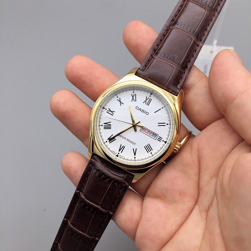 Đồng hồ nam dây da Casio chính hãng Anh Khuê MTP-V006GL-7BUDF