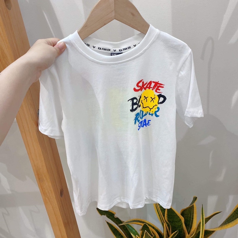 Áo phông bé trai bé gái cotton cao cấp THE HOUSE KIDS hoạ tiết chữ màu