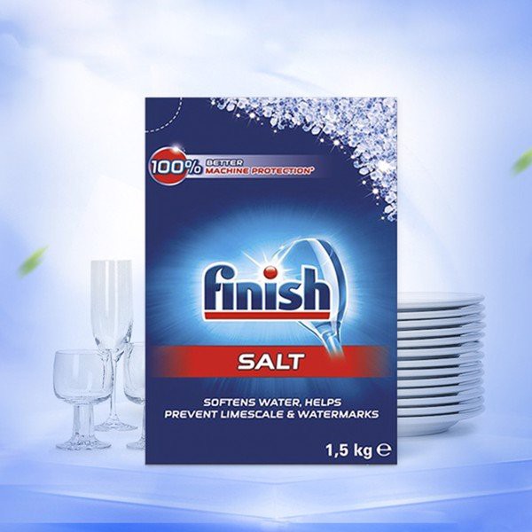 Muối rửa bát Finish 1.5kg chính hãng Đức - muối làm mềm nước cho máy rửa chén