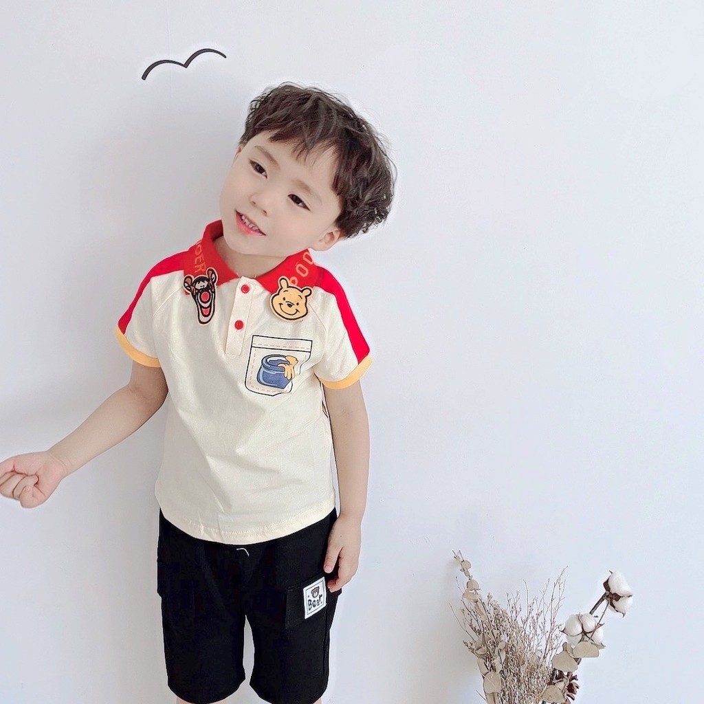 Áo cotton in hình gấu Pooh 2 mặt cho bé trai &amp; gái (N00764)