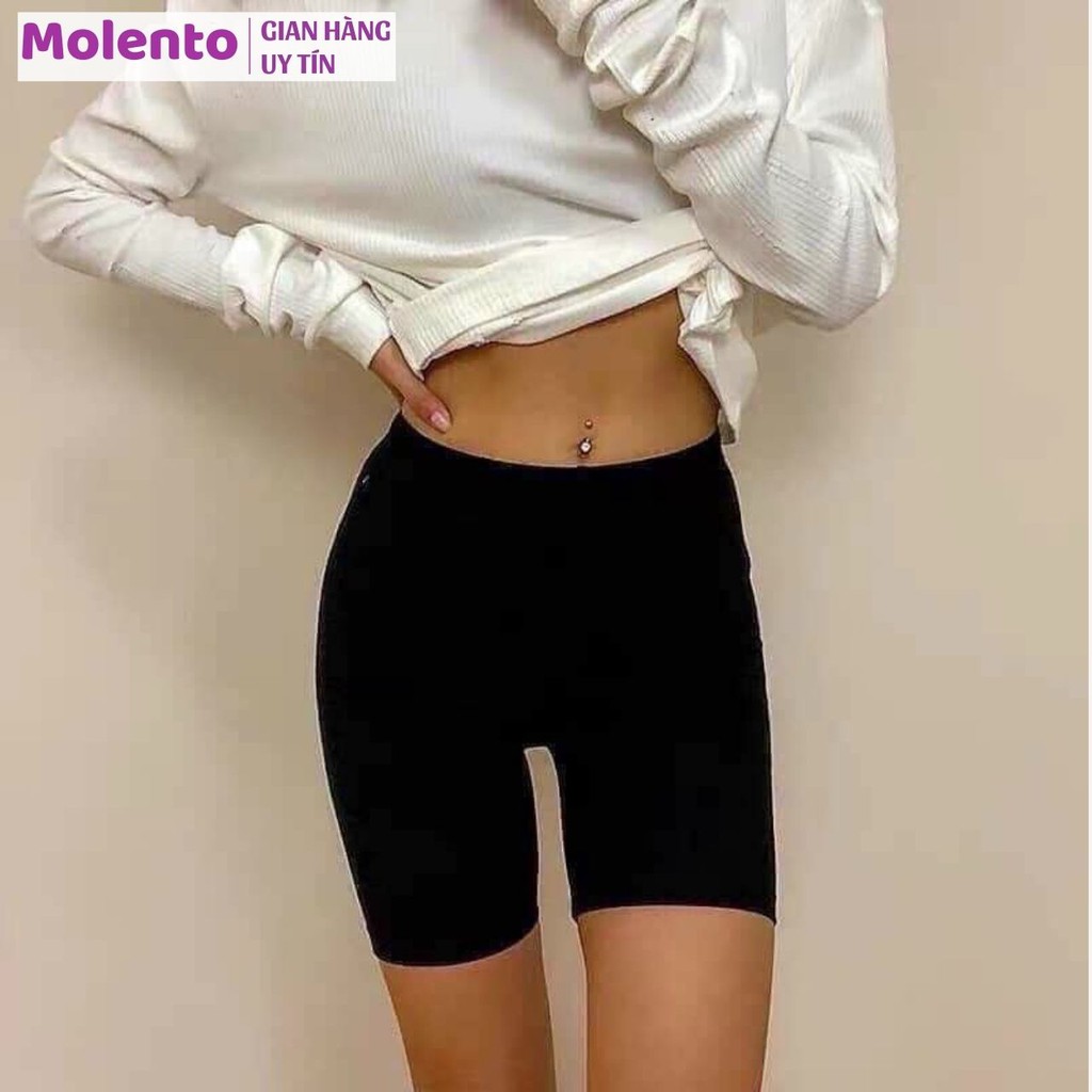 Quần Legging Lửng Đùi Nữ Cạp Cao Cấp Biker Mặc Nhà Dáng Ôm Tập Gym Yoga Thun Cotton Co Giãn 4 Chiều MOLENTO M22