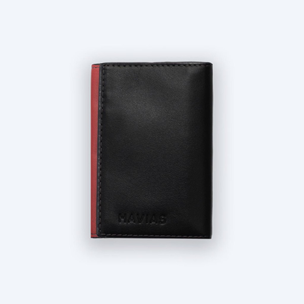 Ví da Eclipse Handcrafted Mini Wallet HAVIAS _ Đen Phối Đỏ