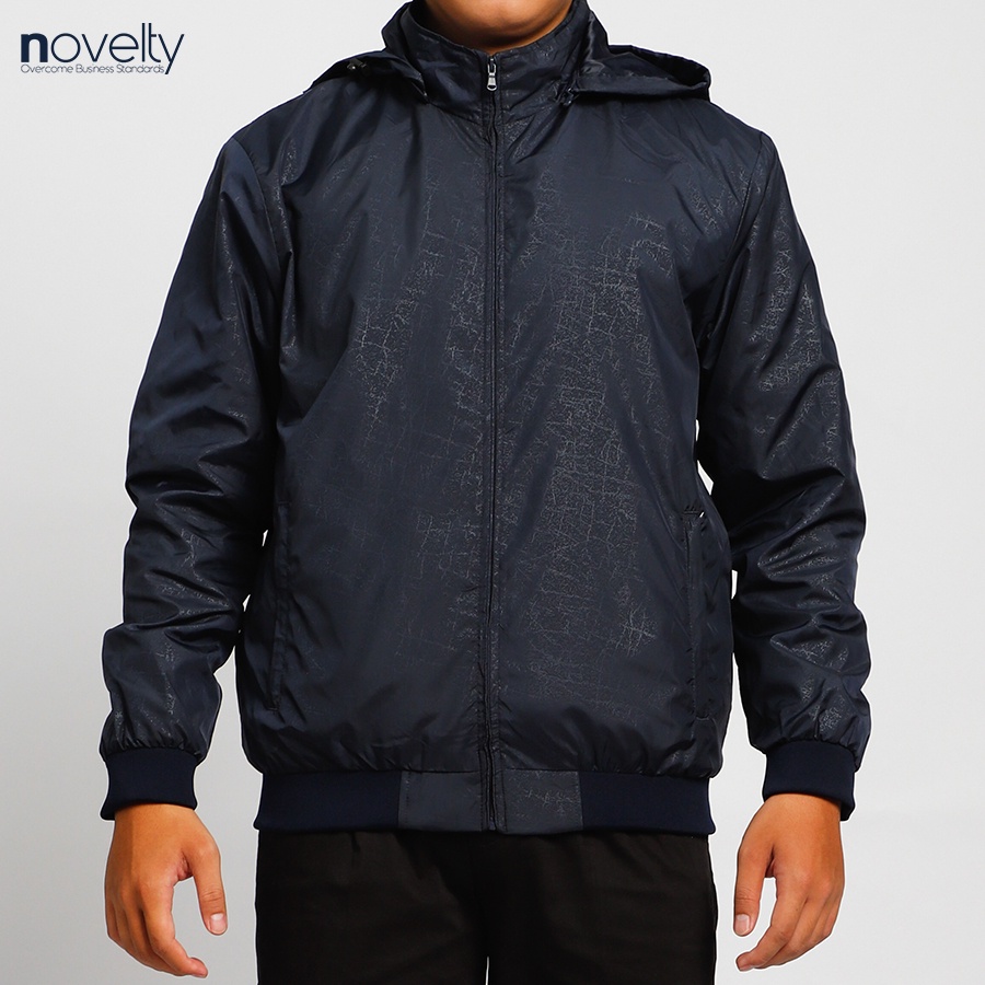 Áo jacket nam in chìm nón rời Novelty trượt nước màu xanh đen 2203252