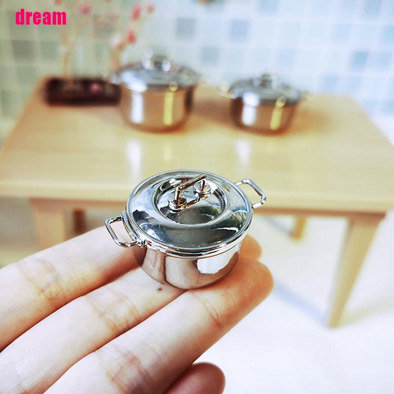 Mô Hình Nồi Nấu Ăn Bằng Thép Không Gỉ Tỉ Lệ 1 / 12 Trang Trí Nhà Búp