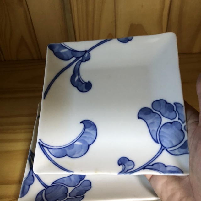 Combo 3 đĩa trắng hoa xanh ấn tượng