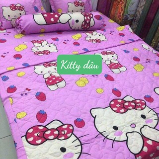 [XẢ KHO]Chăn Hè Trần Bông 3 lớp,Mền Trần Bông 1m8x2m sẵn hàng kho hcm,HELLO KITTY DÂU