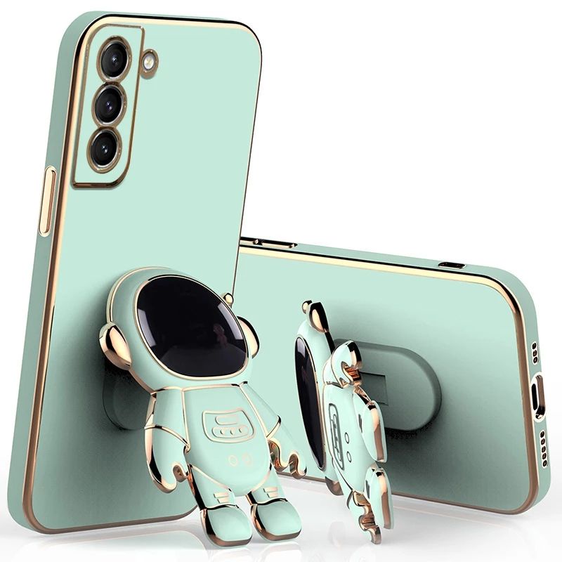 3D Astronaut Folding Stand Holder Phone Case For Samsung Galaxy A32 4G A32 5G A52 4G 5G A52s 5G A13 4G A13 5G A33 5G A53 5G Lens Protection Soft Plating Cover